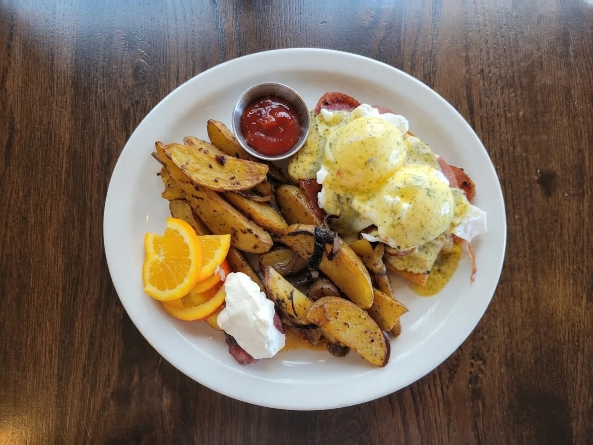 Eggs benedict from the weekend brunch menu at Cafe Celeste Bistro in Sherwood Park