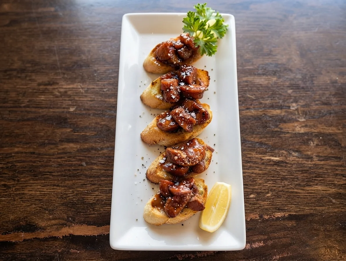 Maple Sausage Crostini with ricotta at Cafe Celeste Bistro, Italian bistro in Sherwood Park, AB