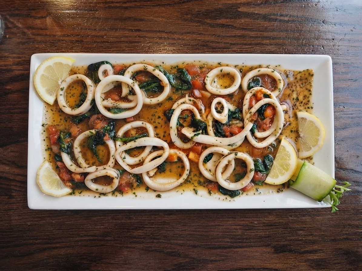 Sauteed calamari starter at Cafe Celeste Bistro, Italian bistro in Sherwood Park, AB